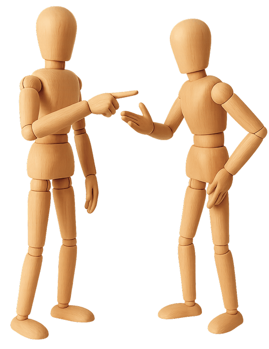 Деревянные манекены спорят