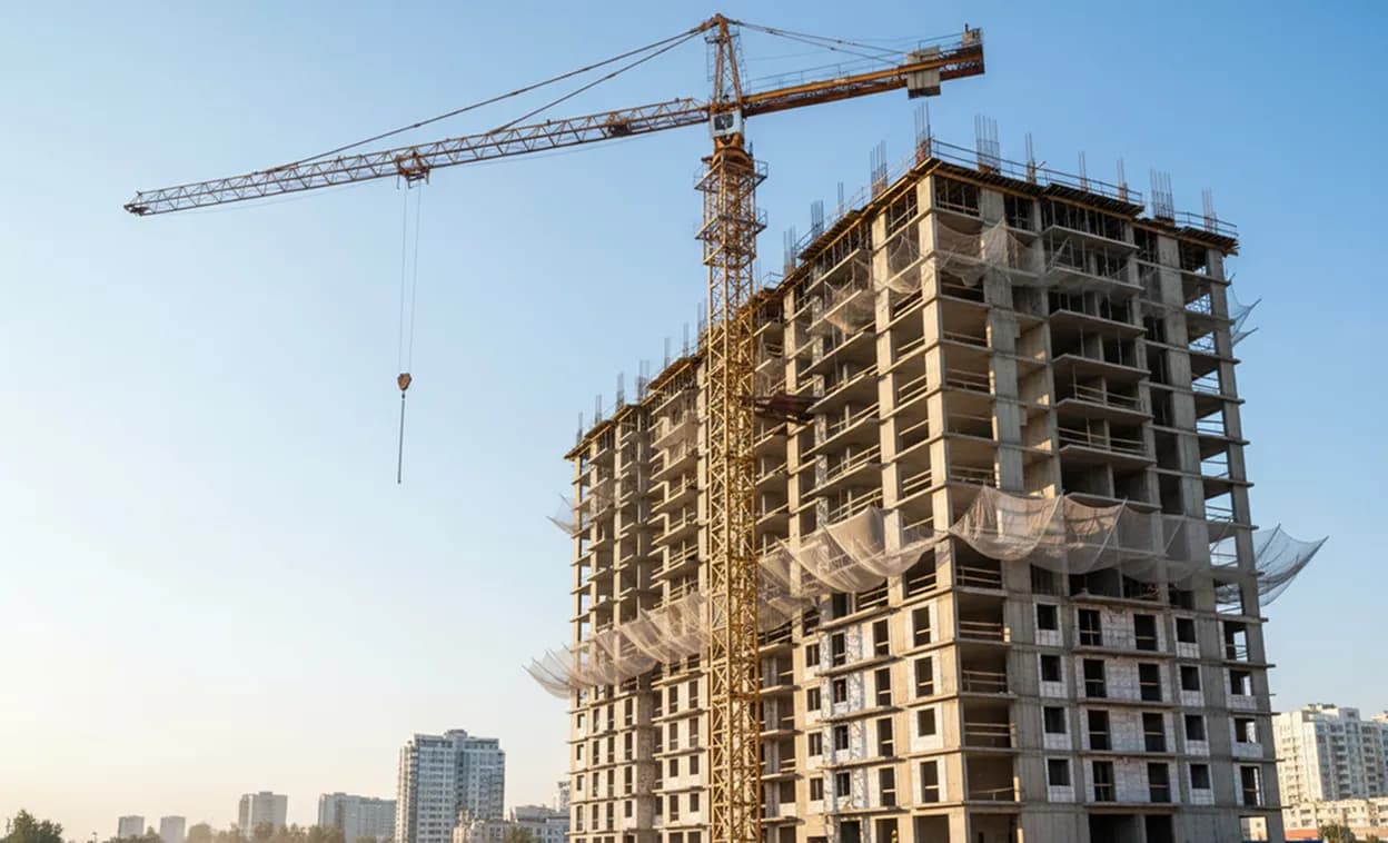 Недостроенный дом и башенный кран