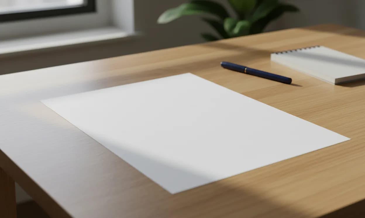 Бумажный лист на столе